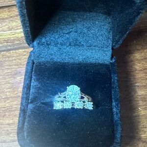 JTV Moissanite Fire 2.15 CTW  W/ 14K Yellow Gold Accent Over Platineve Band